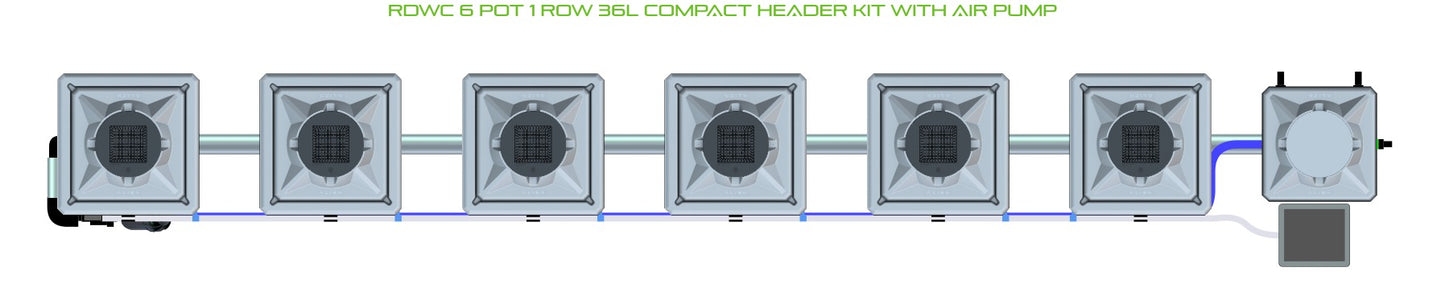 ALIEN Hydroponics RDWC 6 Pot 1 Row 36L Compact Header Kit with Air Pump product image 2