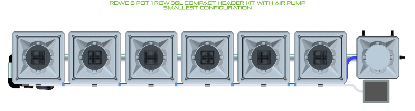 ALIEN Hydroponics RDWC 6 Pot 1 Row 36L Compact Header Kit with Air Pump product image 3