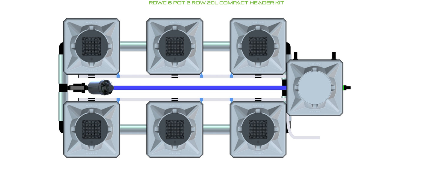 ALIEN Hydroponics RDWC 6 Pot 2 Row 20L Compact Header Kit product image 1