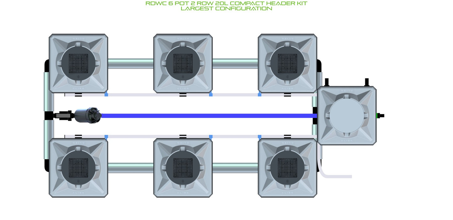 ALIEN Hydroponics RDWC 6 Pot 2 Row 20L Compact Header Kit product image 4