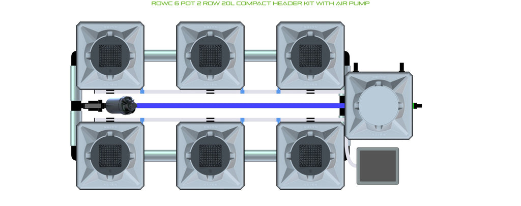 ALIEN Hydroponics RDWC 6 Pot 2 Row 20L Compact Header Kit with Air Pump product image 1