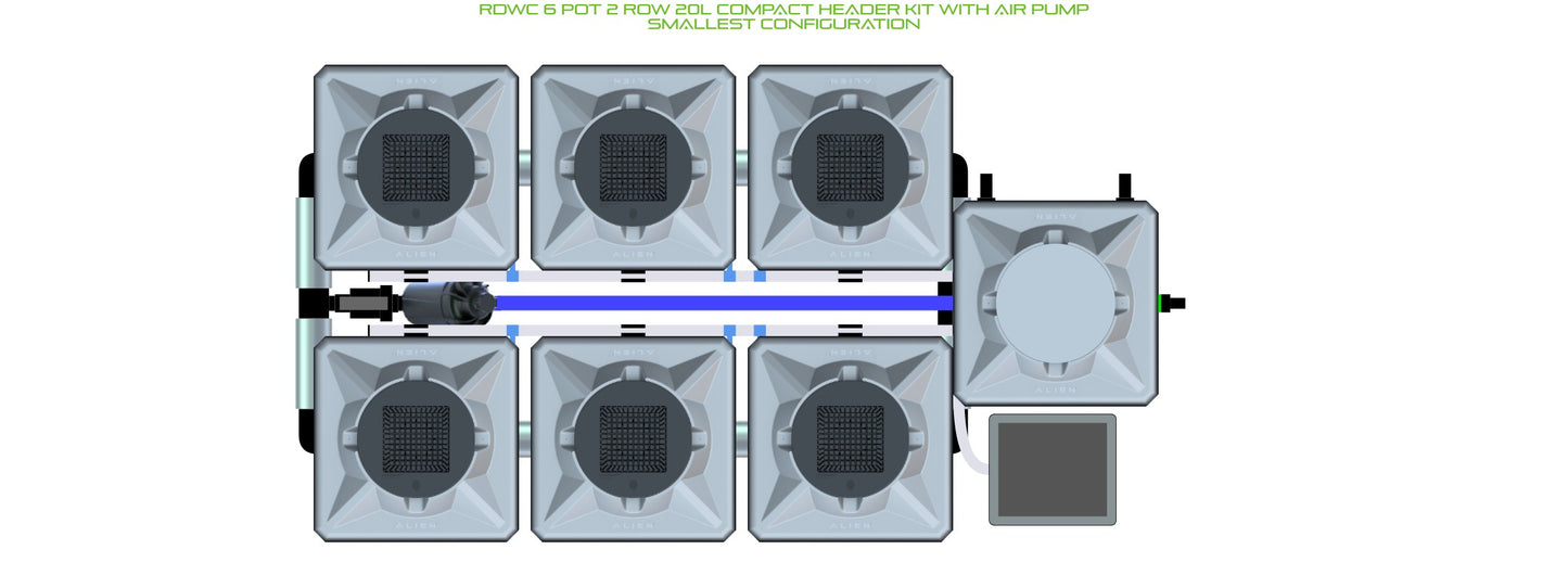 ALIEN Hydroponics RDWC 6 Pot 2 Row 20L Compact Header Kit with Air Pump product image 3