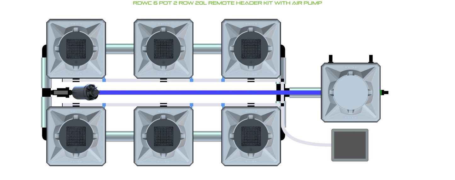 ALIEN Hydroponics RDWC 6 Pot 2 Row 20L Remote Header Kit with Air Pump product image 1