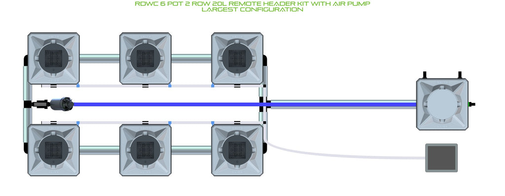 ALIEN Hydroponics RDWC 6 Pot 2 Row 20L Remote Header Kit with Air Pump product image 4