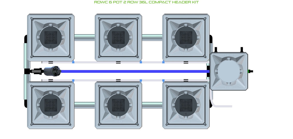 ALIEN Hydroponics RDWC 6 Pot 2 Row 36L Compact Header Kit product image 1