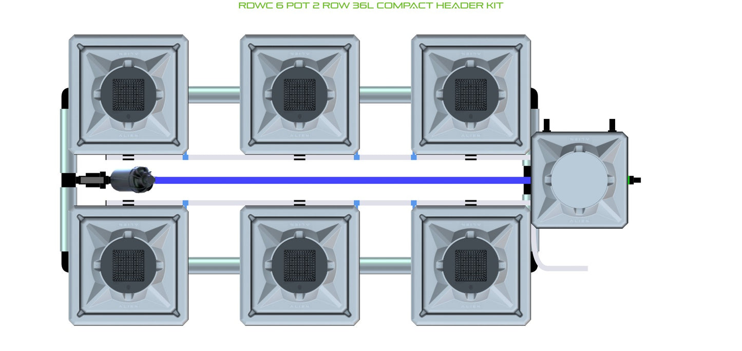 ALIEN Hydroponics RDWC 6 Pot 2 Row 36L Compact Header Kit product image 1