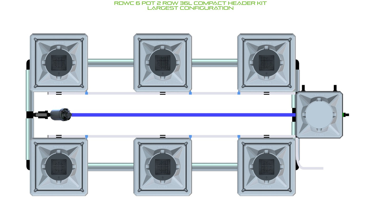 ALIEN Hydroponics RDWC 6 Pot 2 Row 36L Compact Header Kit product image 4
