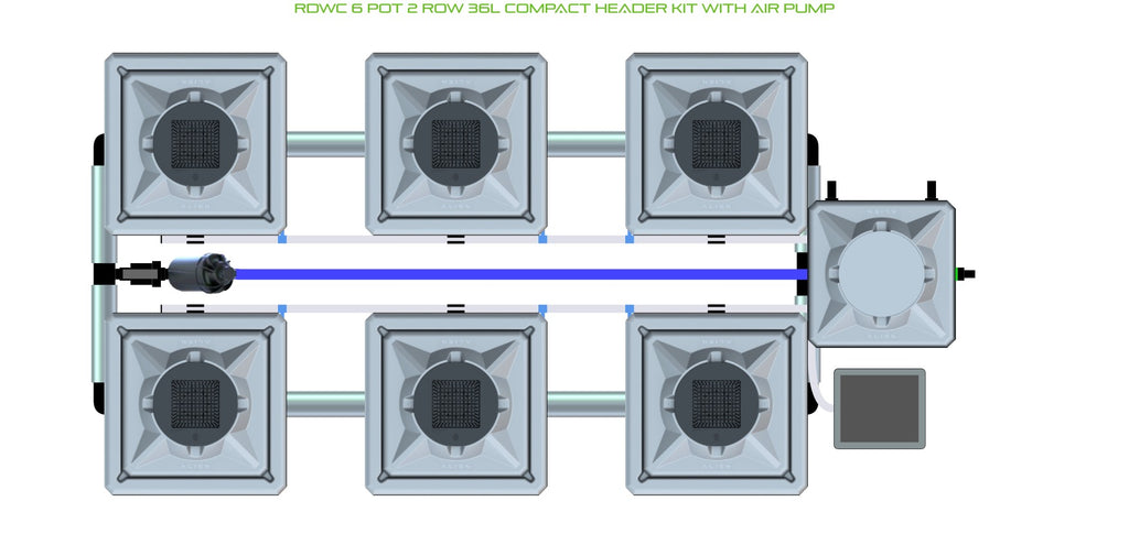 ALIEN Hydroponics RDWC 6 Pot 2 Row 36L Compact Header Kit with Air Pump product image 1