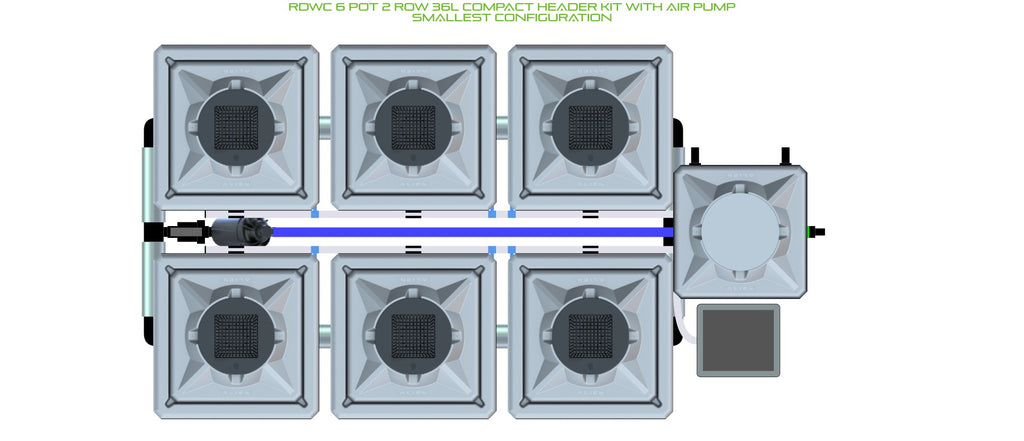 ALIEN Hydroponics RDWC 6 Pot 2 Row 36L Compact Header Kit with Air Pump product image 3