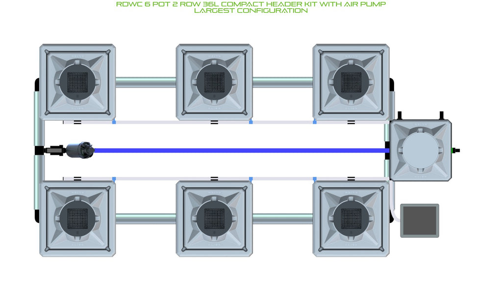ALIEN Hydroponics RDWC 6 Pot 2 Row 36L Compact Header Kit with Air Pump product image 4