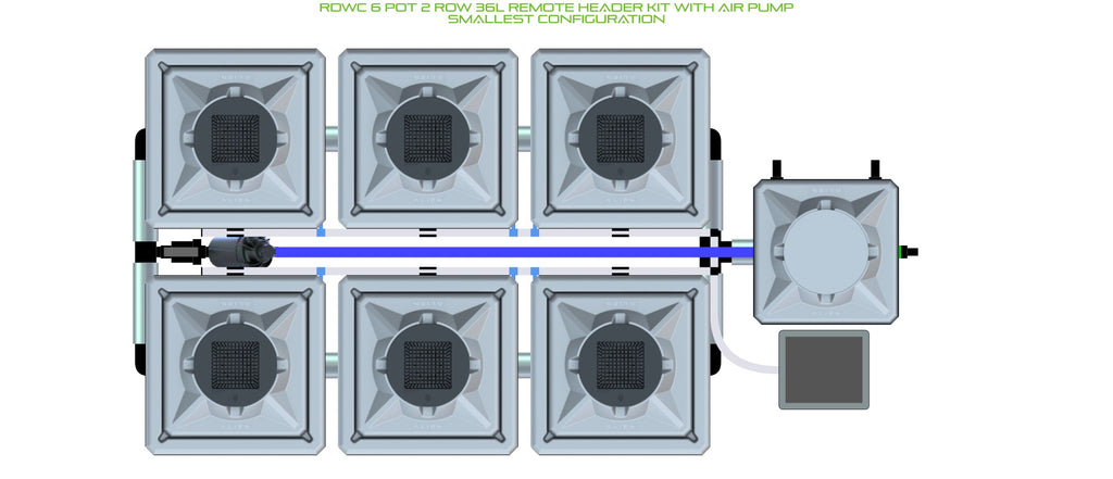 ALIEN Hydroponics RDWC 6 Pot 2 Row 36L Remote Header Kit with Air Pump product image 3