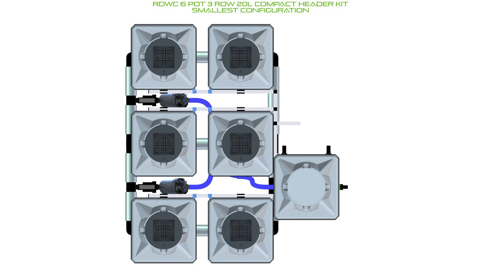 ALIEN Hydroponics RDWC 6 Pot 3 Row 20L Compact Header Kit product image 3