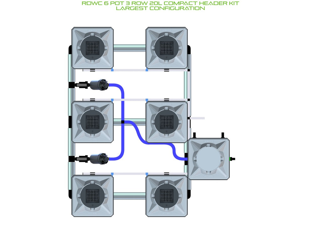 ALIEN Hydroponics RDWC 6 Pot 3 Row 20L Compact Header Kit product image 4