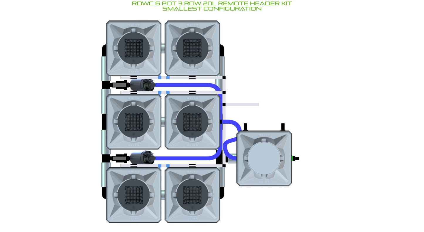 ALIEN Hydroponics RDWC 6 Pot 3 Row 20L Remote Header Kit product image 3