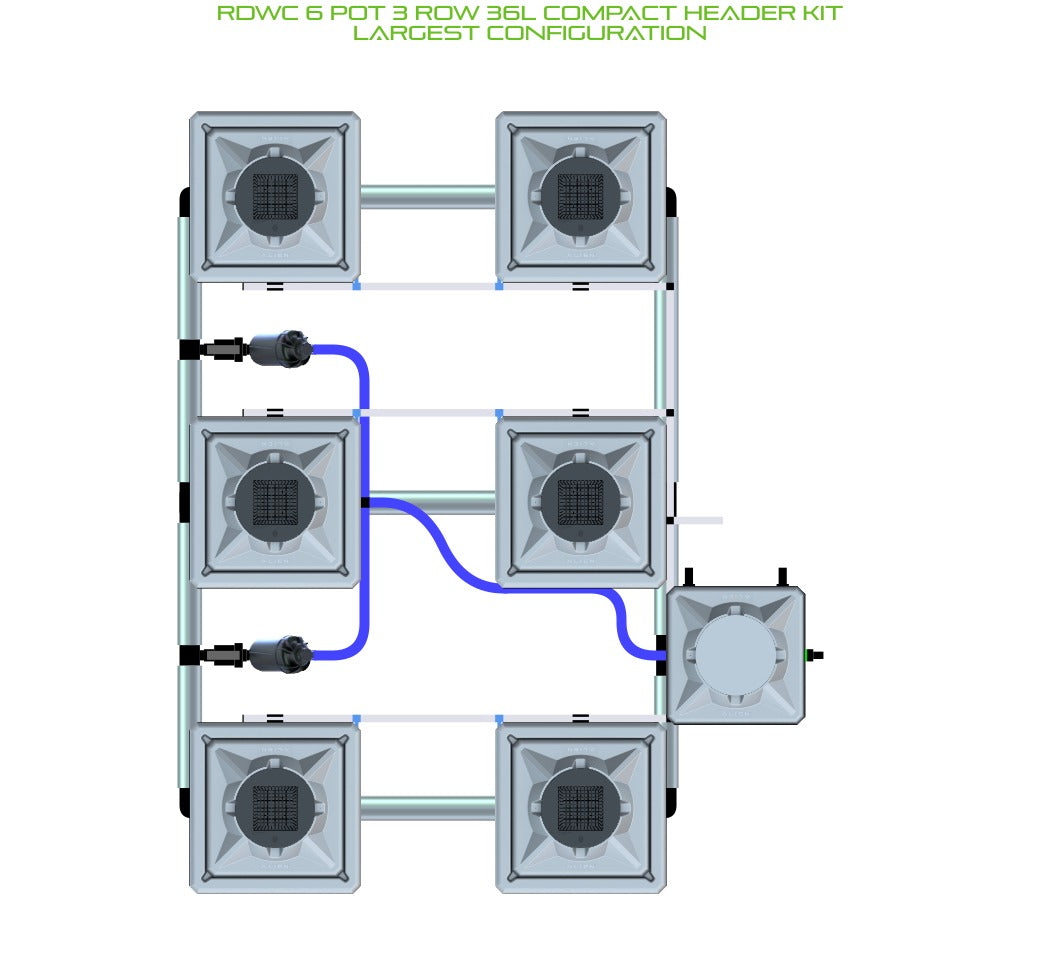 ALIEN Hydroponics RDWC 6 Pot 3 Row 36L Compact Header Kit product image 4