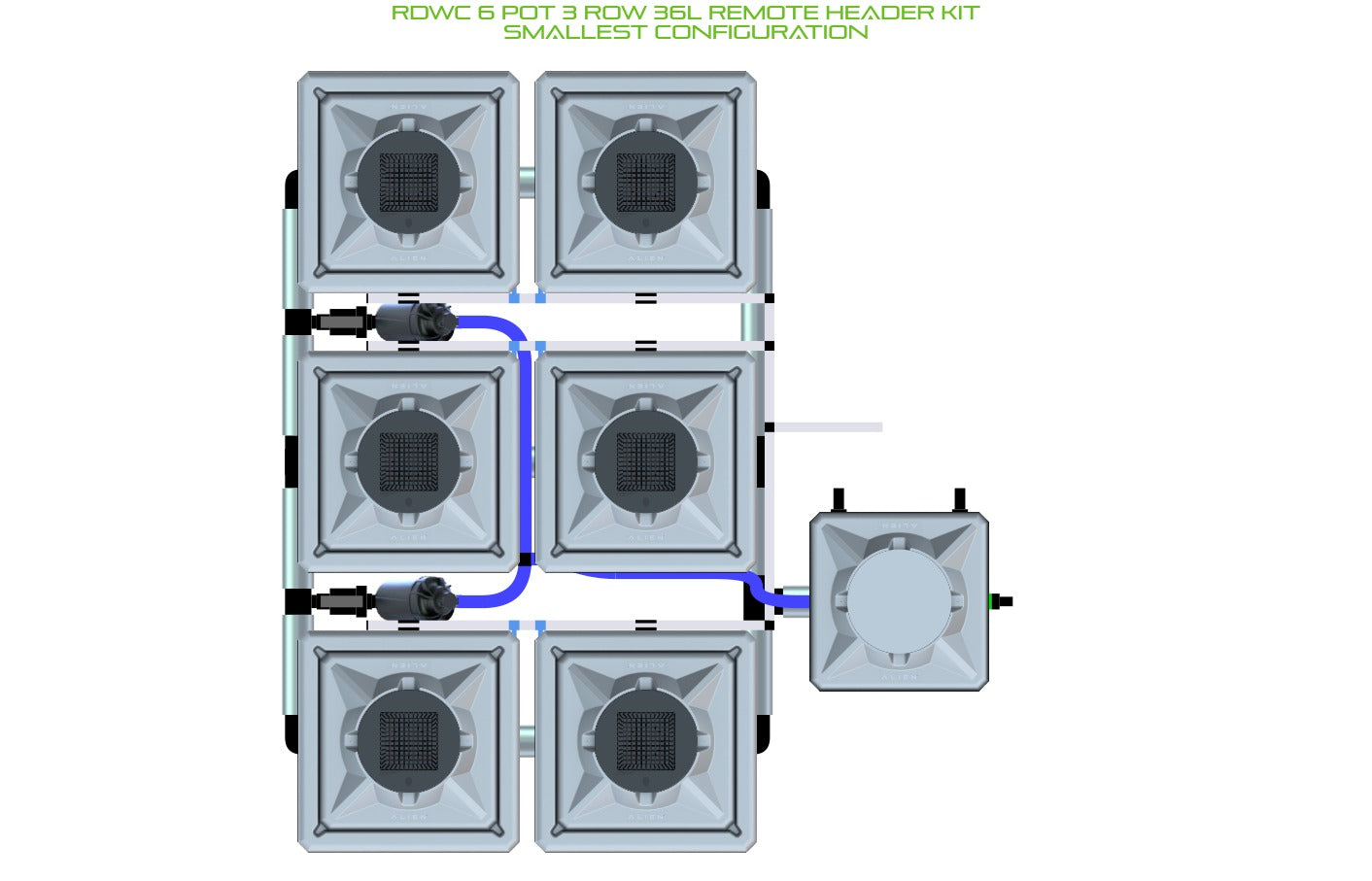 ALIEN Hydroponics RDWC 6 Pot 3 Row 36L Remote Header Kit product image 3