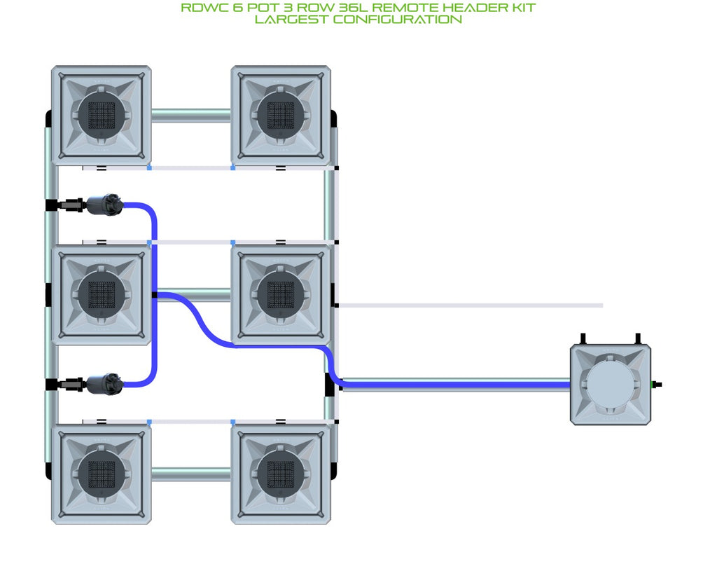 ALIEN Hydroponics RDWC 6 Pot 3 Row 36L Remote Header Kit product image 4