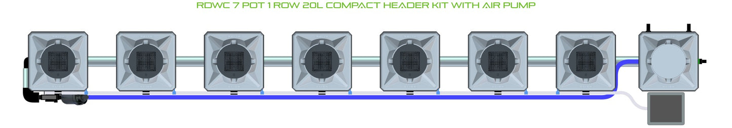 ALIEN Hydroponics RDWC 7 Pot 1 Row 20L Compact Header Kit with Air Pump product image 2