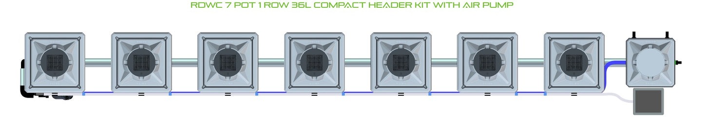ALIEN Hydroponics RDWC 7 Pot 1 Row 36L Compact Header Kit with Air Pump product image 2