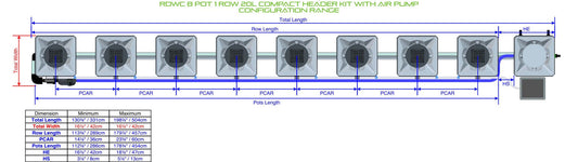 ALIEN Hydroponics RDWC 8 Pot 1 Row 20L Compact Header Kit with Air Pump product image 1