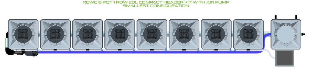 ALIEN Hydroponics RDWC 8 Pot 1 Row 20L Compact Header Kit with Air Pump product image 3