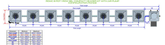 ALIEN Hydroponics RDWC 8 Pot 1 Row 36L Compact Header Kit with Air Pump product image 1