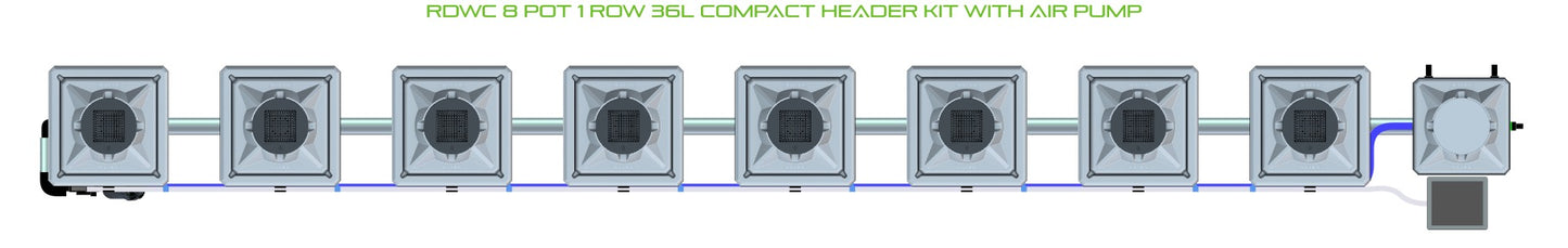 ALIEN Hydroponics RDWC 8 Pot 1 Row 36L Compact Header Kit with Air Pump product image 2