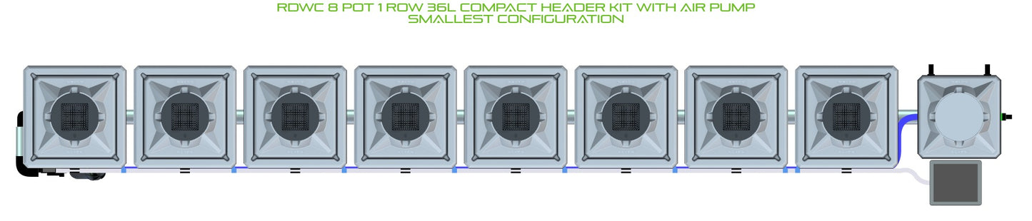 ALIEN Hydroponics RDWC 8 Pot 1 Row 36L Compact Header Kit with Air Pump product image 3