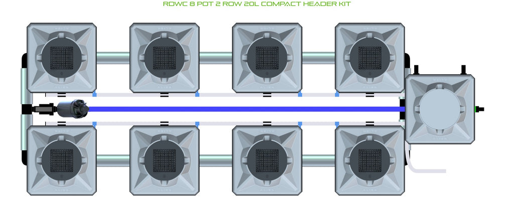 ALIEN Hydroponics RDWC 8 Pot 2 Row 20L Compact Header Kit product image 1