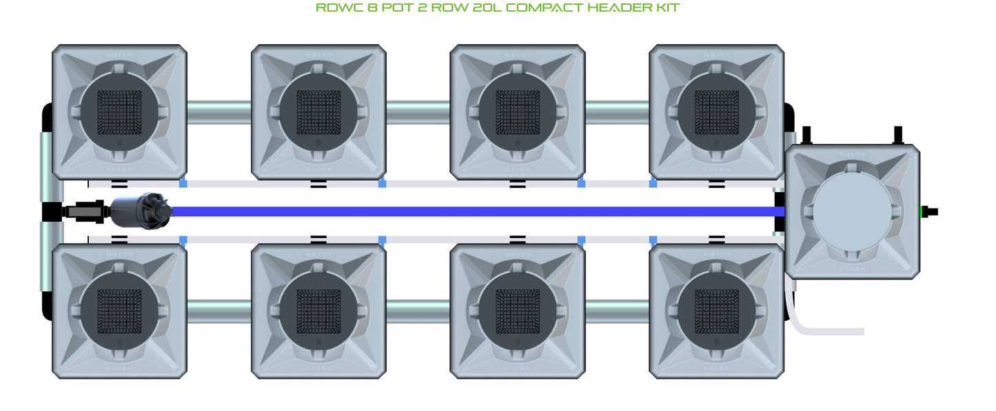ALIEN Hydroponics RDWC 8 Pot 2 Row 20L Compact Header Kit product image 1