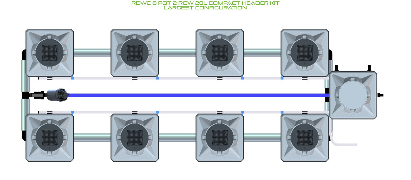 ALIEN Hydroponics RDWC 8 Pot 2 Row 20L Compact Header Kit product image 4