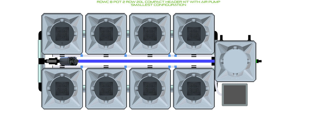 ALIEN Hydroponics RDWC 8 Pot 2 Row 20L Compact Header Kit with Air Pump product image 3