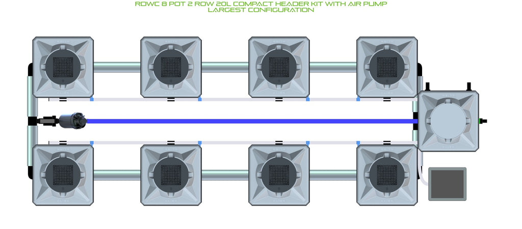 ALIEN Hydroponics RDWC 8 Pot 2 Row 20L Compact Header Kit with Air Pump product image 4