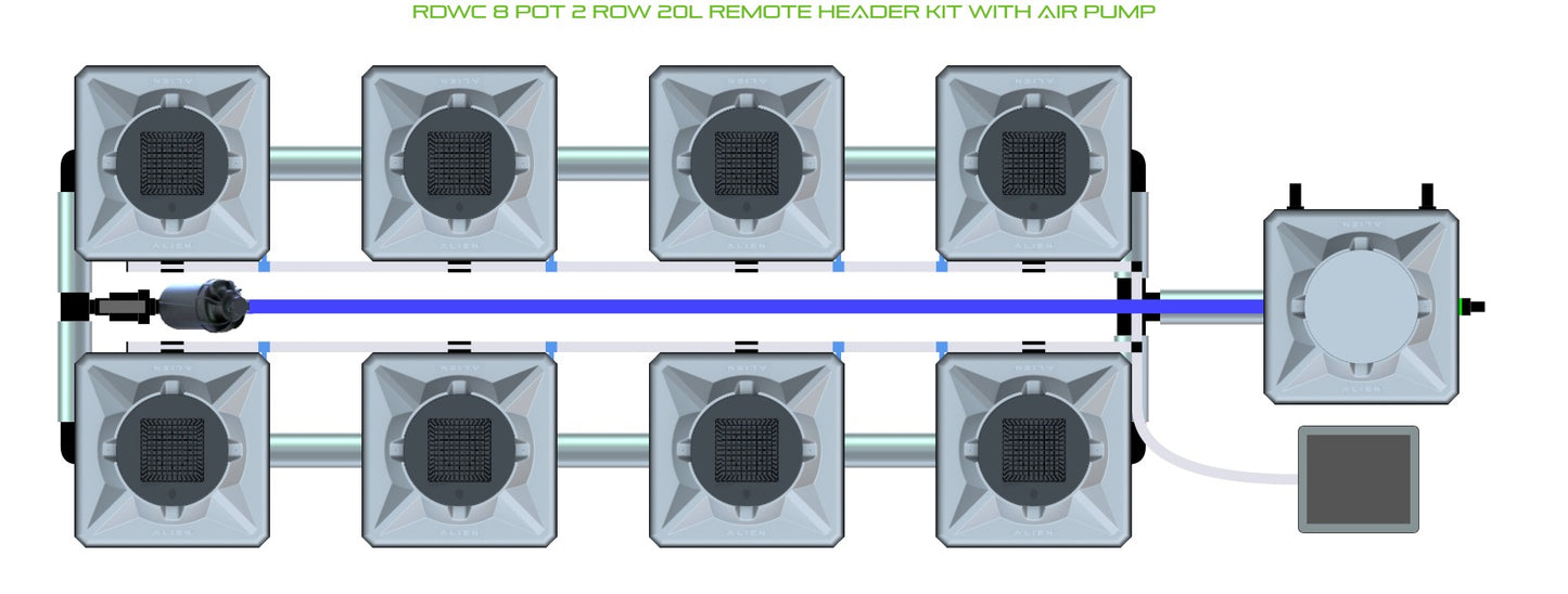 ALIEN Hydroponics RDWC 8 Pot 2 Row 20L Remote Header Kit with Air Pump product image 2