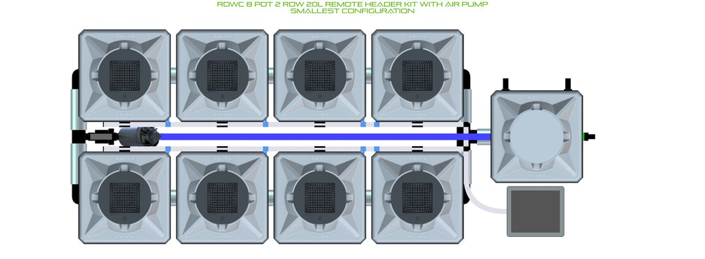 ALIEN Hydroponics RDWC 8 Pot 2 Row 20L Remote Header Kit with Air Pump product image 3