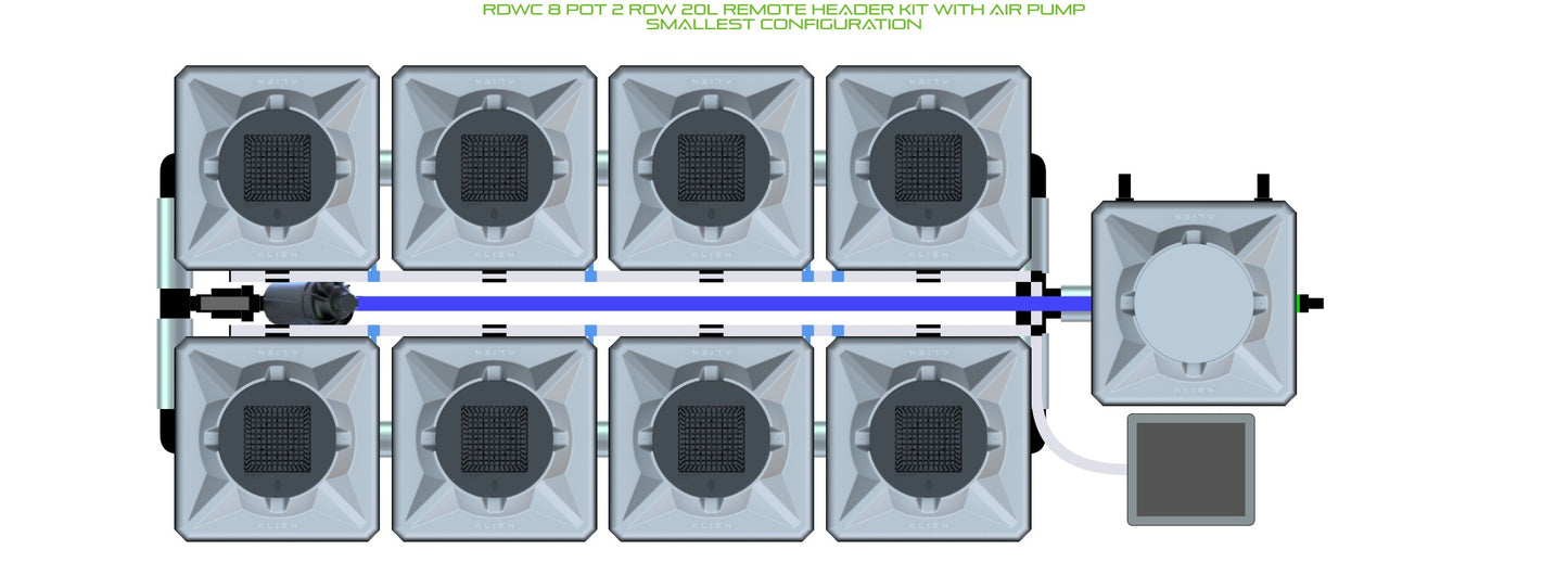 ALIEN Hydroponics RDWC 8 Pot 2 Row 20L Remote Header Kit with Air Pump product image 3