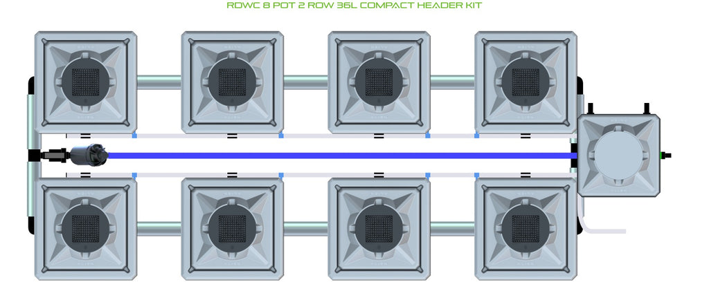 ALIEN Hydroponics RDWC 8 Pot 2 Row 36L Compact Header Kit product image 1