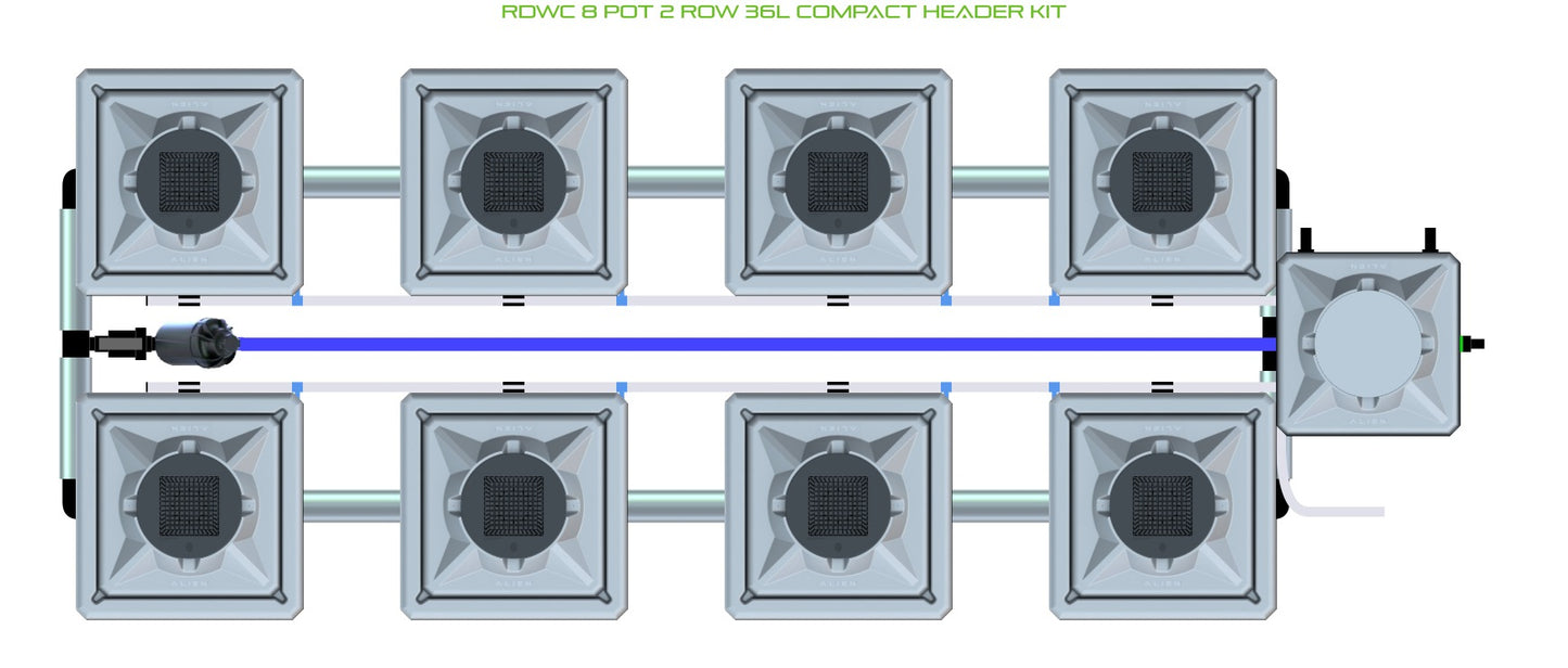 ALIEN Hydroponics RDWC 8 Pot 2 Row 36L Compact Header Kit product image 1