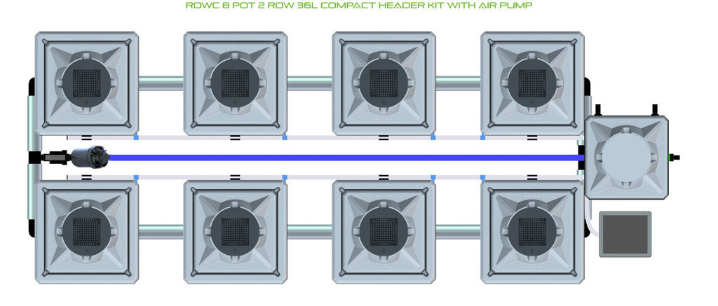 ALIEN Hydroponics RDWC 8 Pot 2 Row 36L Compact Header Kit with Air Pump product image 1