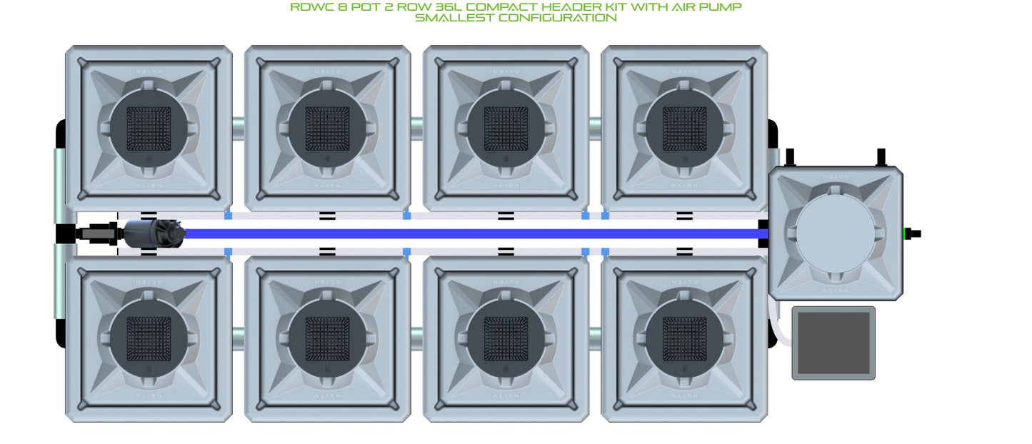 ALIEN Hydroponics RDWC 8 Pot 2 Row 36L Compact Header Kit with Air Pump product image 3