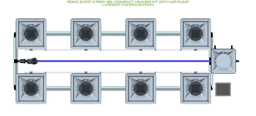 ALIEN Hydroponics RDWC 8 Pot 2 Row 36L Compact Header Kit with Air Pump product image 4