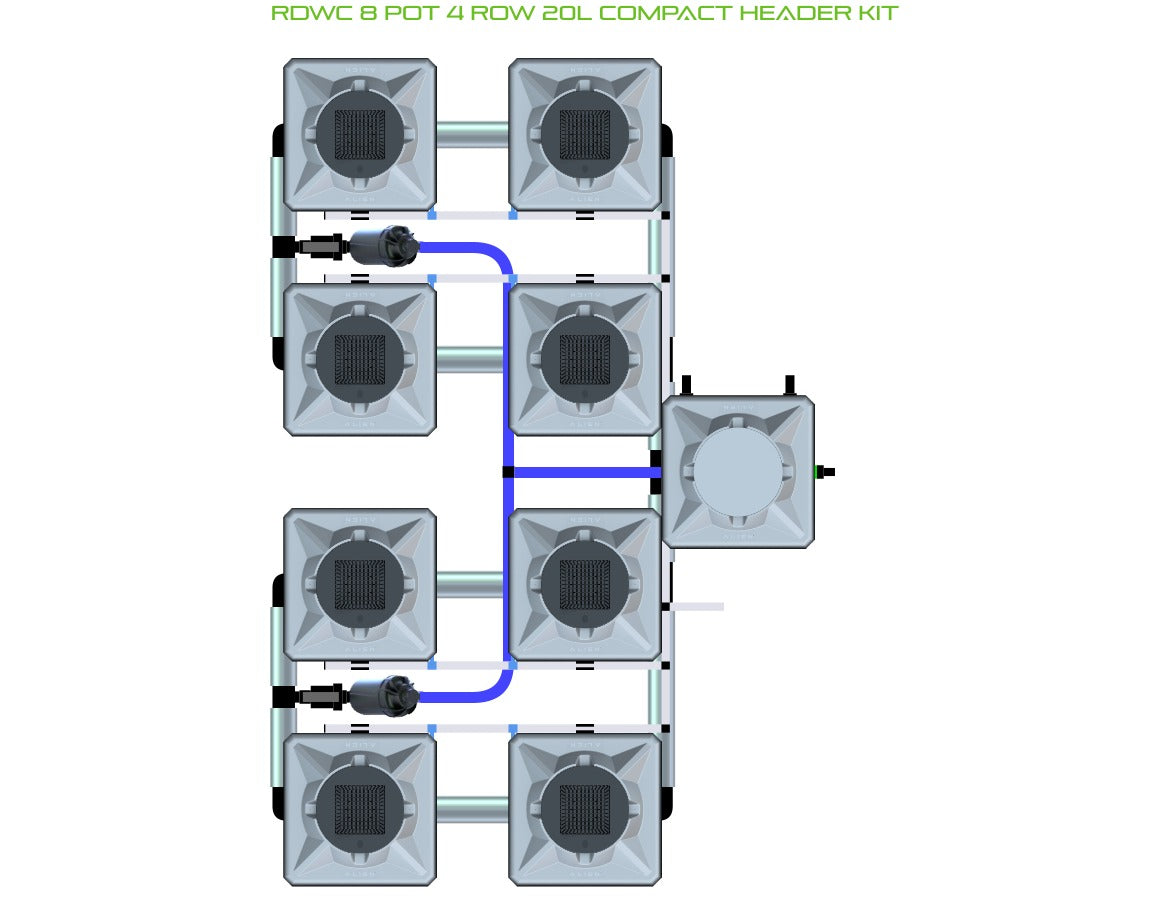ALIEN Hydroponics RDWC 8 Pot 4 Row 20L Compact Header Kit product image 1