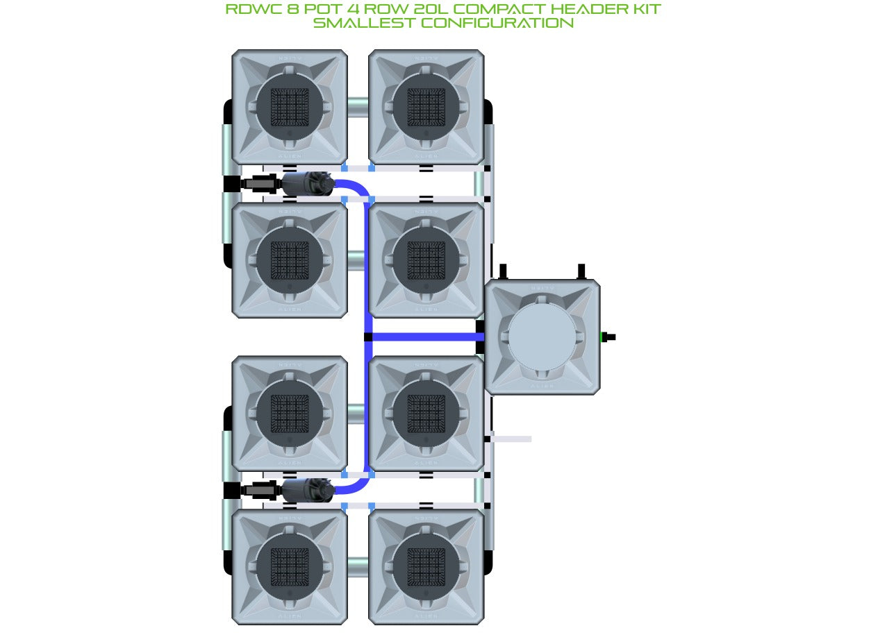 ALIEN Hydroponics RDWC 8 Pot 4 Row 20L Compact Header Kit product image 3