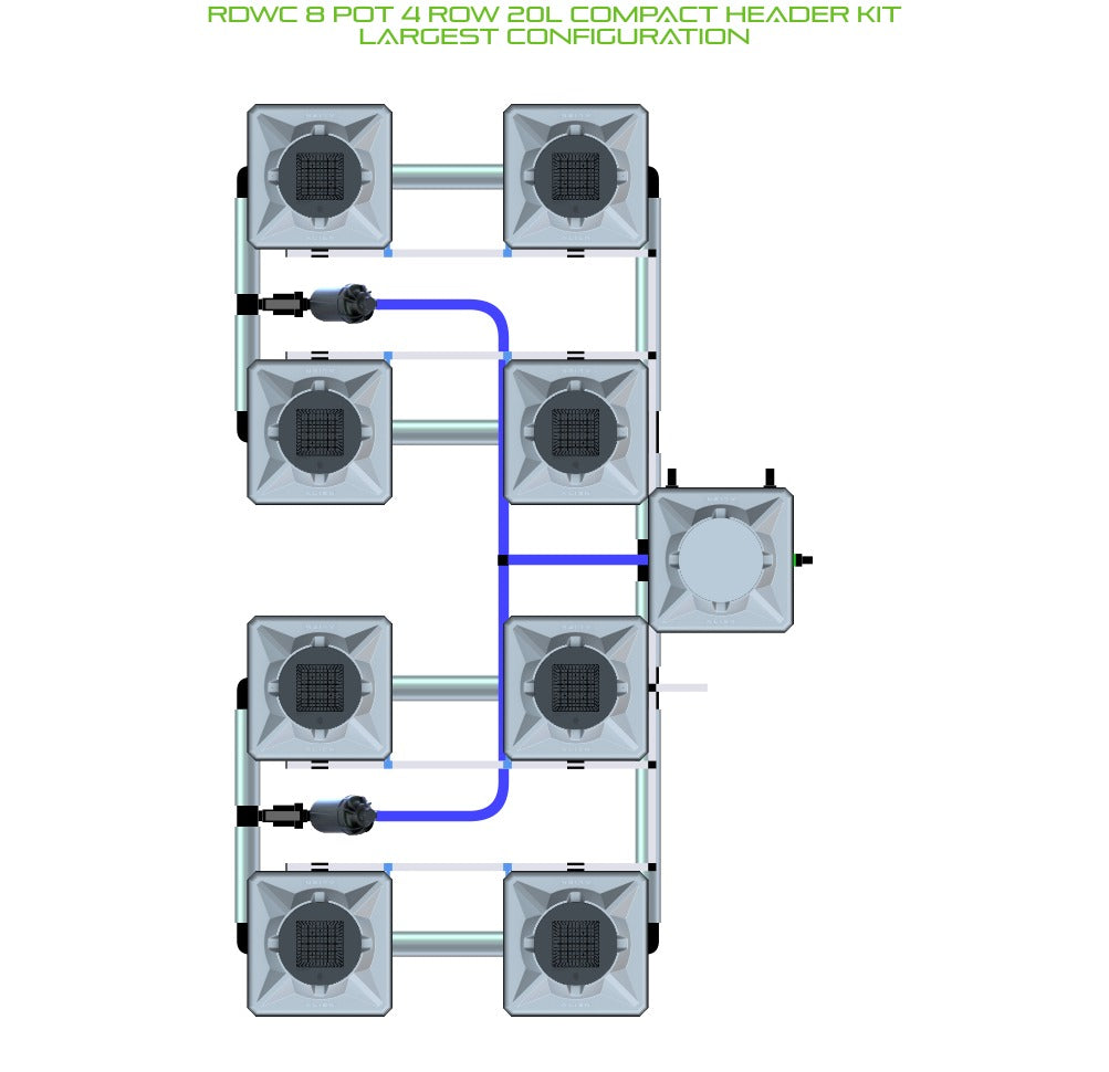 ALIEN Hydroponics RDWC 8 Pot 4 Row 20L Compact Header Kit product image 4