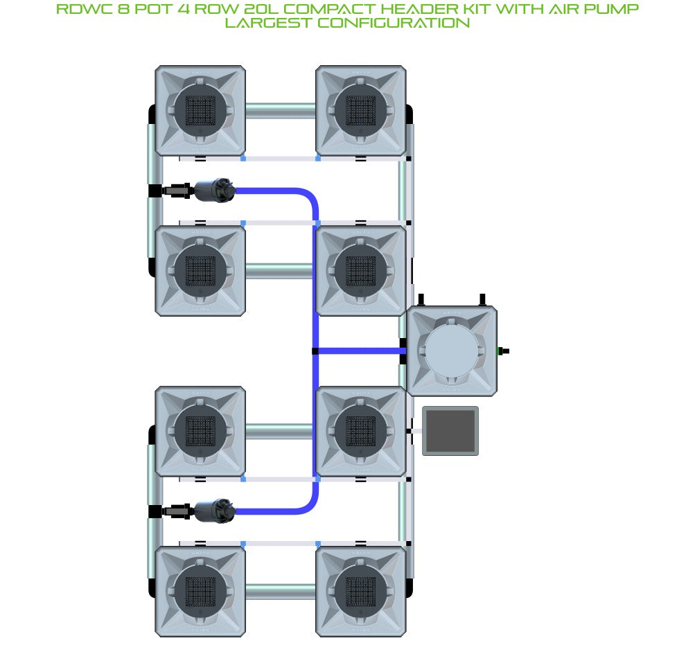 ALIEN Hydroponics RDWC 8 Pot 4 Row 20L Compact Header Kit with Air Pump product image 4