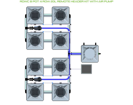 ALIEN Hydroponics RDWC 8 Pot 4 Row 20L Remote Header Kit with Air Pump product image 1
