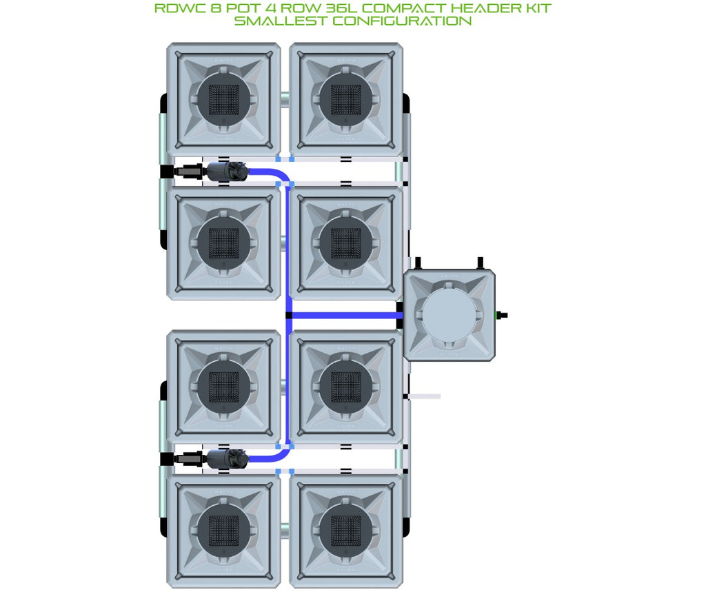 ALIEN Hydroponics RDWC 8 Pot 4 Row 36L Compact Header Kit product image 3