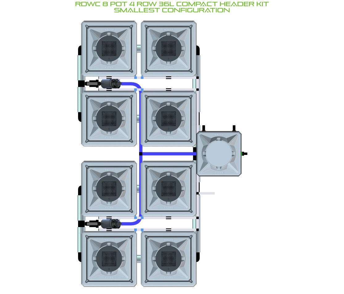 ALIEN Hydroponics RDWC 8 Pot 4 Row 36L Compact Header Kit product image 3
