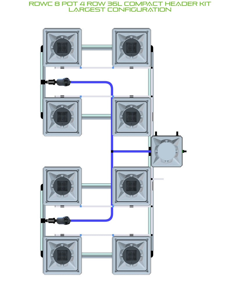 ALIEN Hydroponics RDWC 8 Pot 4 Row 36L Compact Header Kit product image 4