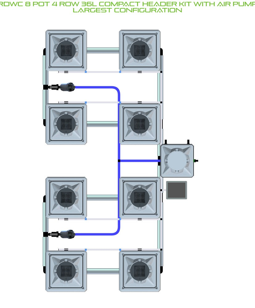 ALIEN Hydroponics RDWC 8 Pot 4 Row 36L Compact Header Kit with Air Pump product image 4